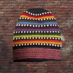 Multi-coloured striped beanie #winteraccessories #beanie #rainbow #hat